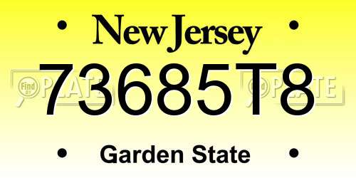 73685T8 New Jersey License Plate