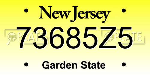 73685Z5 New Jersey License Plate