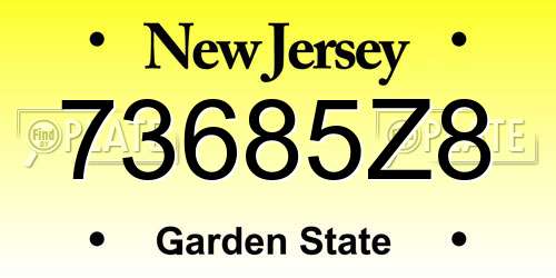 73685Z8 New Jersey License Plate
