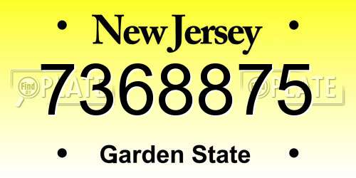 7368875 New Jersey License Plate