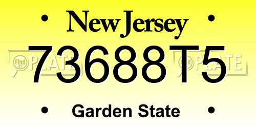 73688T5 New Jersey License Plate