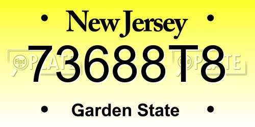 73688T8 New Jersey License Plate