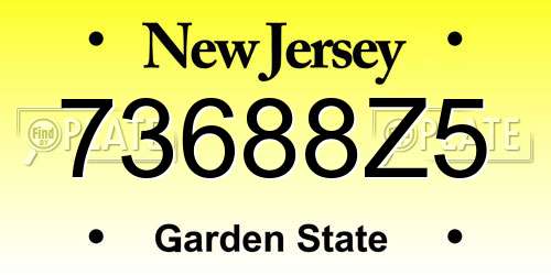 73688Z5 New Jersey License Plate