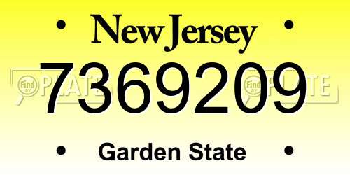 7369209 New Jersey License Plate