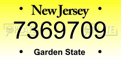 7369709 New Jersey License Plate