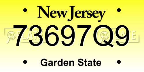 73697Q9 New Jersey License Plate