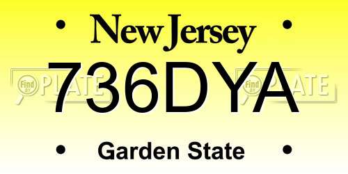 736DYA New Jersey License Plate