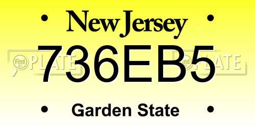 736EB5 New Jersey License Plate