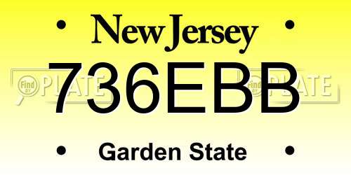 736EBB New Jersey License Plate