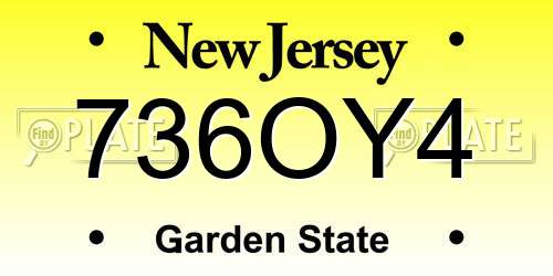 736OY4 New Jersey License Plate