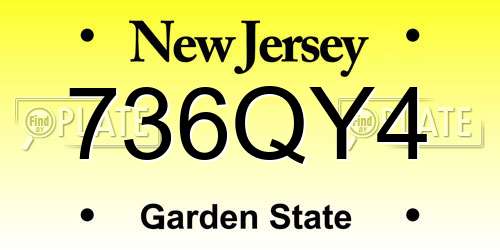 736QY4 New Jersey License Plate