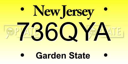 736QYA New Jersey License Plate