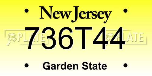 736T44 New Jersey License Plate
