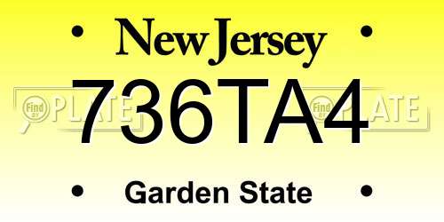 736TA4 New Jersey License Plate