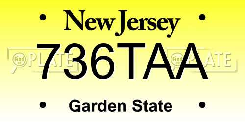 736TAA New Jersey License Plate