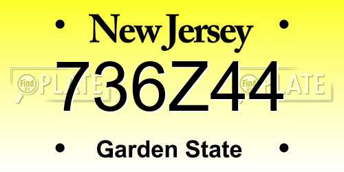 736Z44 New Jersey License Plate