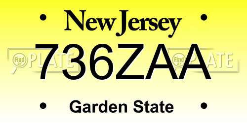 736ZAA New Jersey License Plate