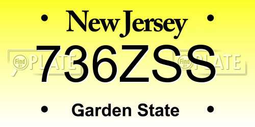 736ZSS New Jersey License Plate