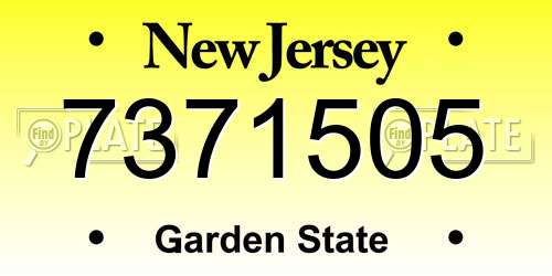7371505 New Jersey License Plate