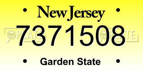 7371508 New Jersey License Plate