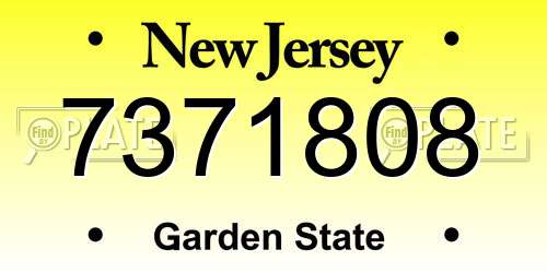 7371808 New Jersey License Plate