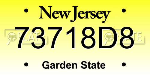 73718D8 New Jersey License Plate