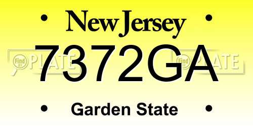 7372GA New Jersey License Plate