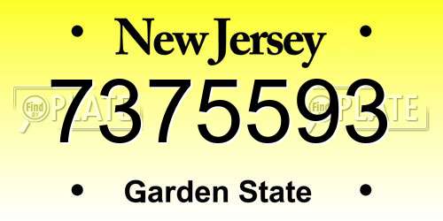 7375593 New Jersey License Plate