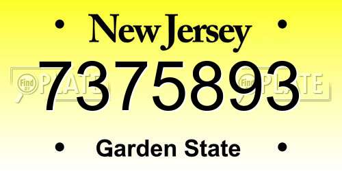 7375893 New Jersey License Plate