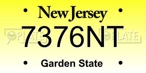 7376NT New Jersey License Plate