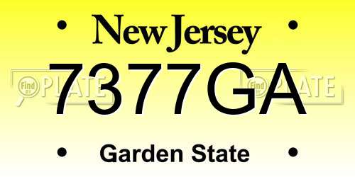 7377GA New Jersey License Plate