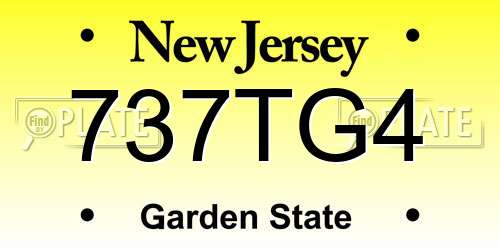 737TG4 New Jersey License Plate