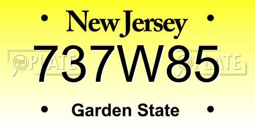 737W85 New Jersey License Plate