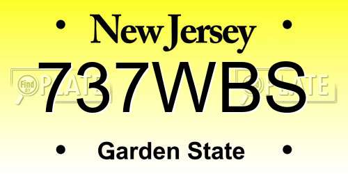 737WBS New Jersey License Plate