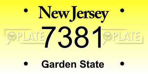 7381 New Jersey License Plate