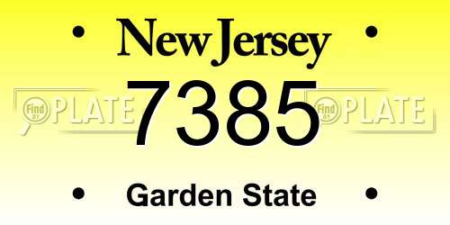 7385 New Jersey License Plate