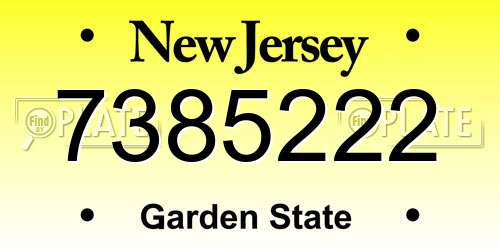 7385222 New Jersey License Plate