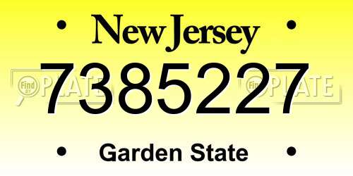 7385227 New Jersey License Plate