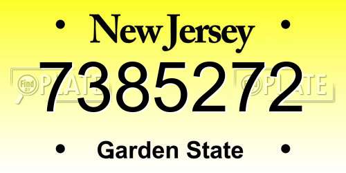 7385272 New Jersey License Plate