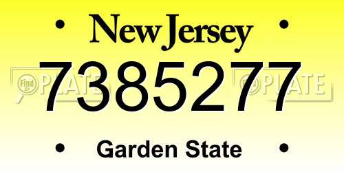 7385277 New Jersey License Plate