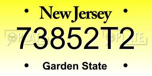 73852T2 New Jersey License Plate