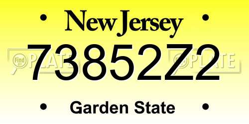 73852Z2 New Jersey License Plate
