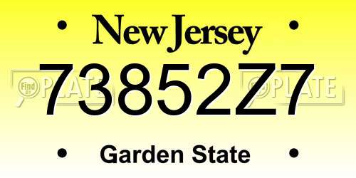 73852Z7 New Jersey License Plate