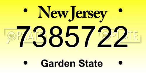 7385722 New Jersey License Plate