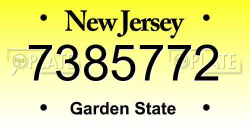 7385772 New Jersey License Plate