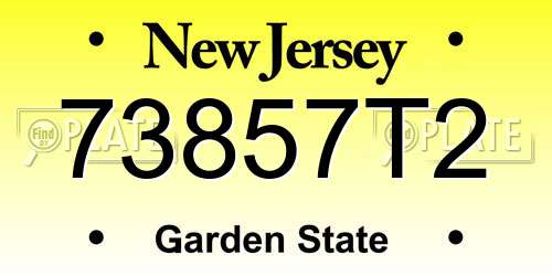 73857T2 New Jersey License Plate