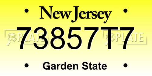 73857T7 New Jersey License Plate