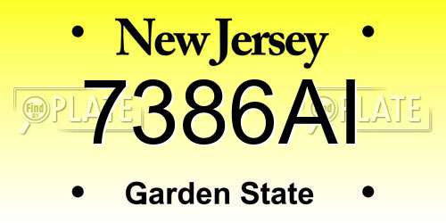 7386AI New Jersey License Plate