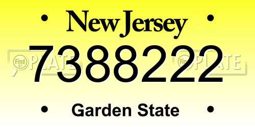 7388222 New Jersey License Plate