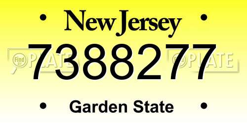 7388277 New Jersey License Plate